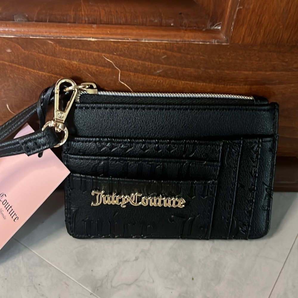 Juicy couture ID wallet & card holder / key chain black Vegan leather - Picture 2 of 10